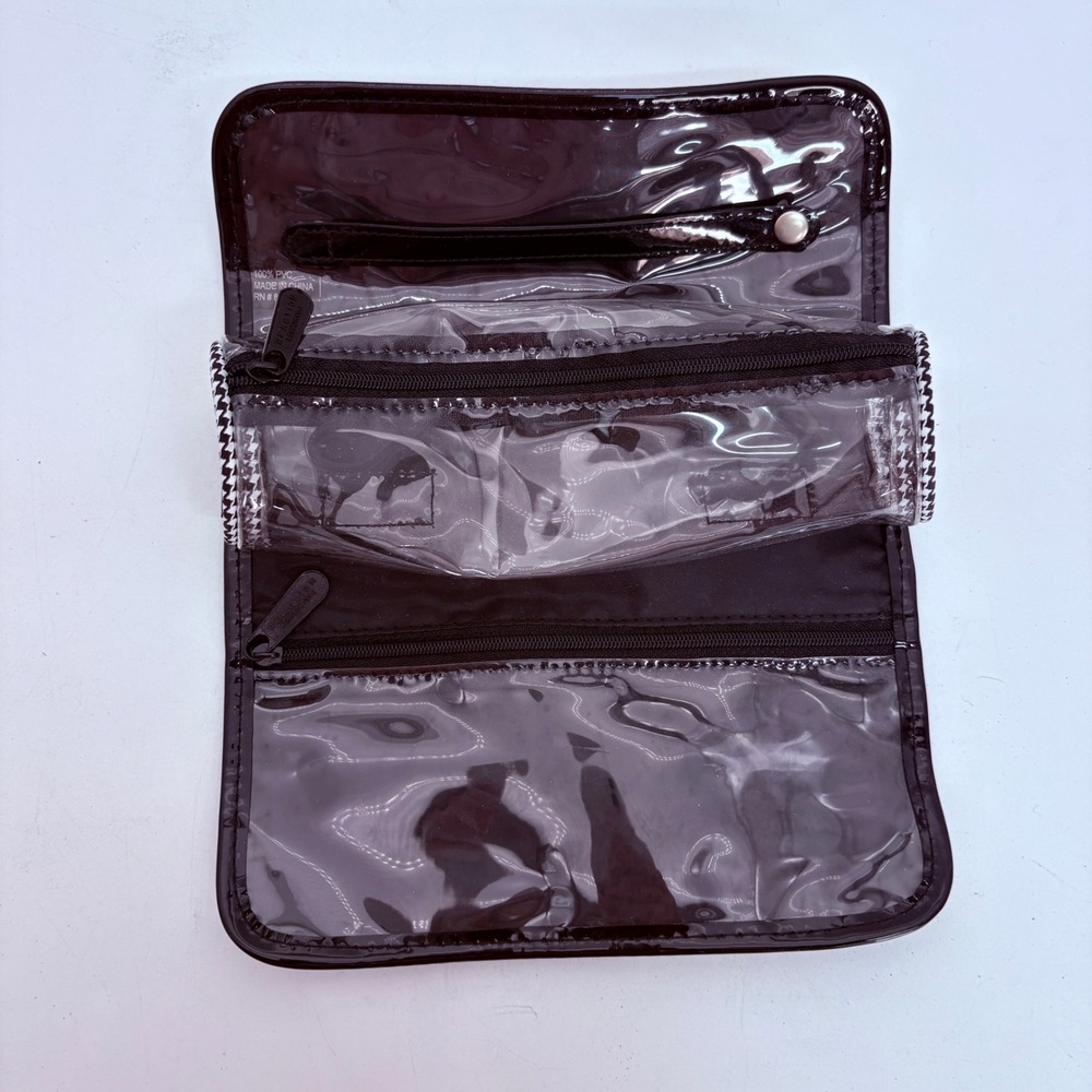 Kenneth‎ Cole Reaction Black White Houndstooth Travel Jewelry Makeup Roll Bag - Picture 3 of 3